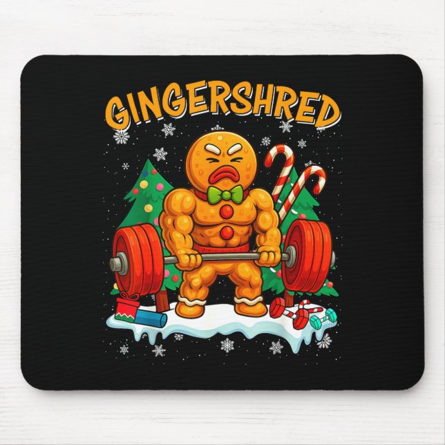 Alfombrilla De Ratón Gingershred Funny Gingerbread Man Gym Bodybuilding (Frente)