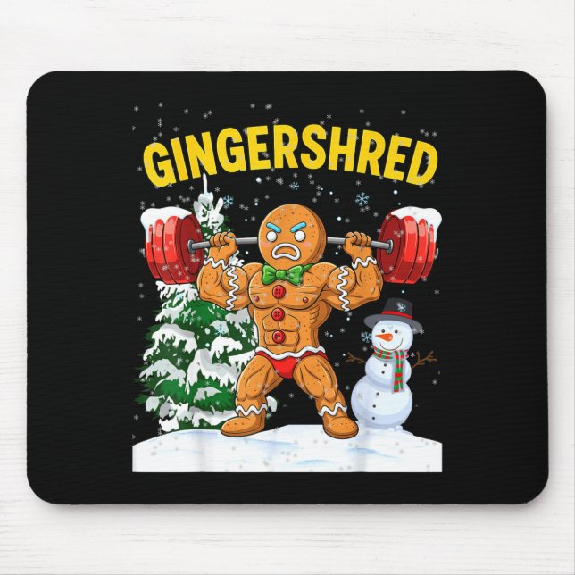 Alfombrilla De Ratón Gingershred Gingerbread Man Bodybuilding Christmas (Frente)