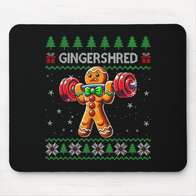Alfombrilla De Ratón Gingershred Gym Christmas Ugly Sweater Gingerbread (Frente)