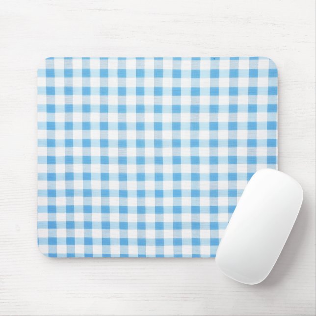 Alfombrilla De Ratón Gingham Azul Bebé (Con ratón)