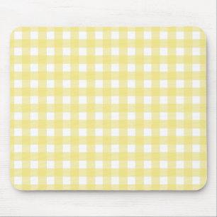 Alfombrilla De Ratón Gingham blanco y amarillo pálido