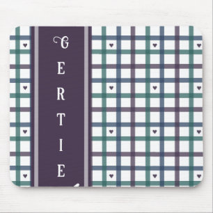 Alfombrilla De Ratón Gingham Corazón Morado