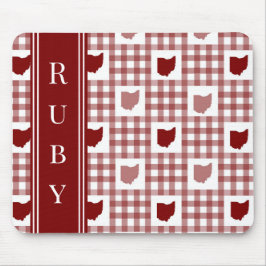 Alfombrilla De Ratón Gingham Rojo de Ohio