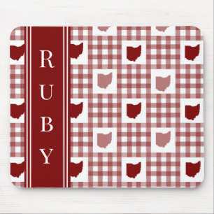 Alfombrilla De Ratón Gingham Rojo de Ohio