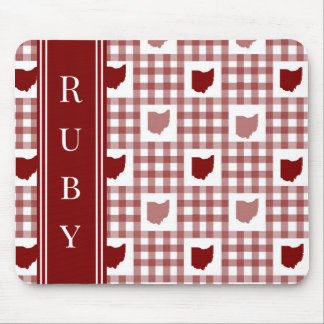 Alfombrilla De Ratón Gingham Rojo de Ohio