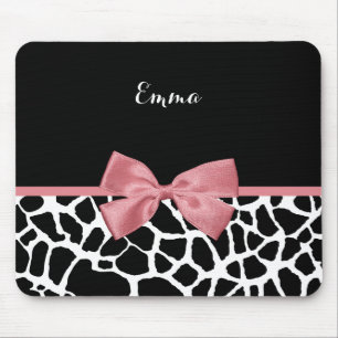 Alfombrilla De Ratón Giraffe de moda Imprimir rosado rosado con nombre