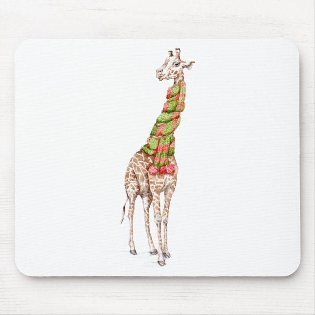 Alfombrilla De Ratón Giraffe en una bufanda (Frente)