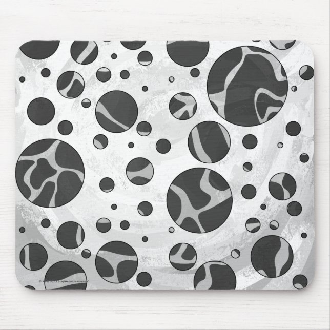Alfombrilla De Ratón Giraffe Polka Dot Black and Light Gray Print (Frente)