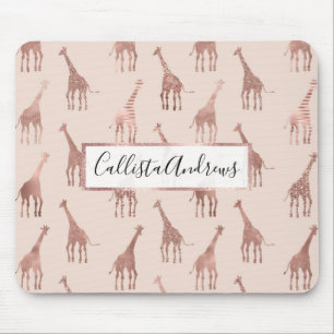 Alfombrilla De Ratón Giraffes rosadas de Rubor de oro Rosa moderno