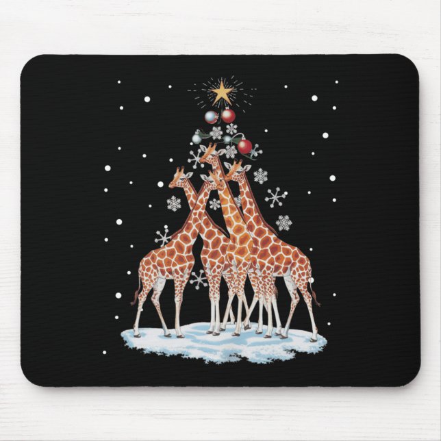 Alfombrilla De Ratón Giraffes Xmas Tree Giraffe Christmas Tree Merry Ch (Frente)