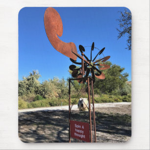 Alfombrilla De Ratón Girar un pensamiento feliz, un Rótulo gracioso
