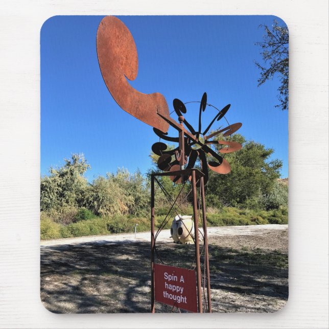 Alfombrilla De Ratón Girar un pensamiento feliz, un Rótulo gracioso (Frente)