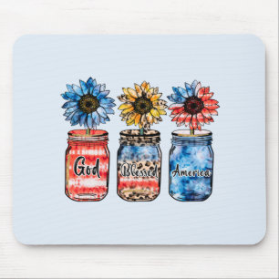 Alfombrilla De Ratón Girasol 4 de julio América bendecida por Dios