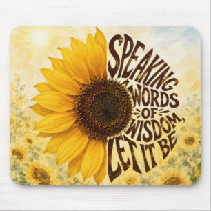 Alfombrilla De Ratón Girasol amarillo con cita inspiradora