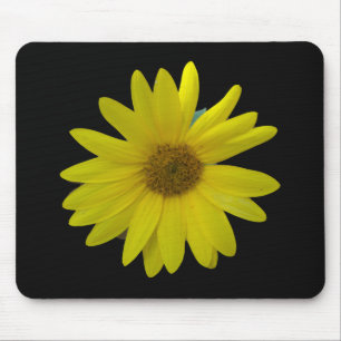 Alfombrilla De Ratón Girasol amarillo sobre fondo negro