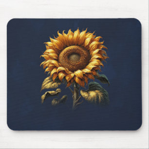 Alfombrilla De Ratón Girasol Azul Rústico 