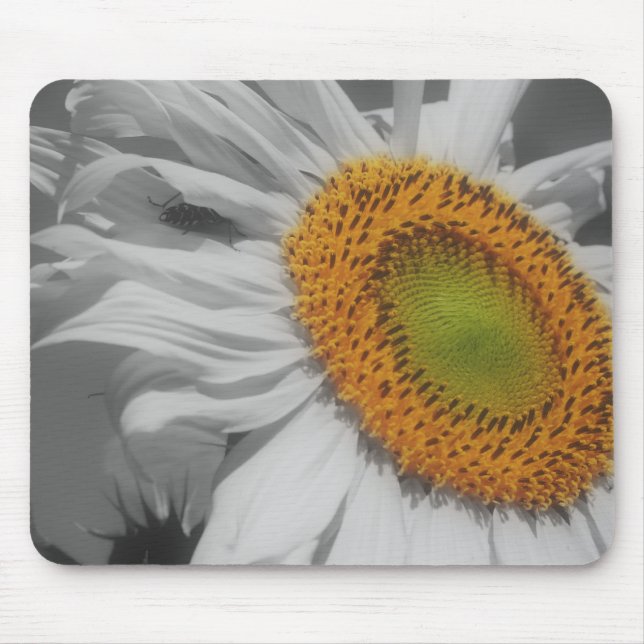 Alfombrilla De Ratón Girasol Cierre Mousepad Blanco Negro (Frente)
