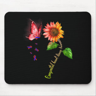 Alfombrilla De Ratón Girasol Mariposa Conciencia de Cardiopatía Congéni