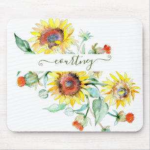 Alfombrilla De Ratón Girasoles acuarela personalizados   