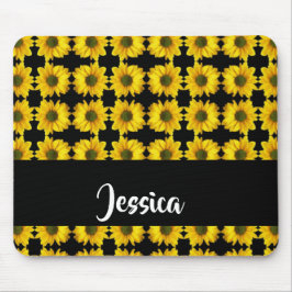 Alfombrilla De Ratón girasoles amarillos en negro