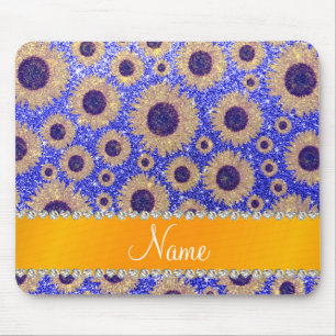 Alfombrilla De Ratón Girasoles azules de neón conocidos personalizados