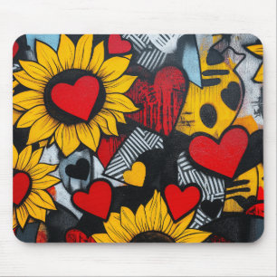 Alfombrilla De Ratón girasoles y corazones