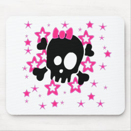 Alfombrilla De Ratón Girlie Black Skull Personalizado White Mousepad
