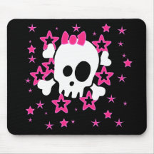 Girlie White Skull Personalizado Black Mousepad