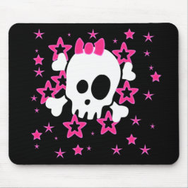 Alfombrilla De Ratón Girlie White Skull Personalizado Black Mousepad