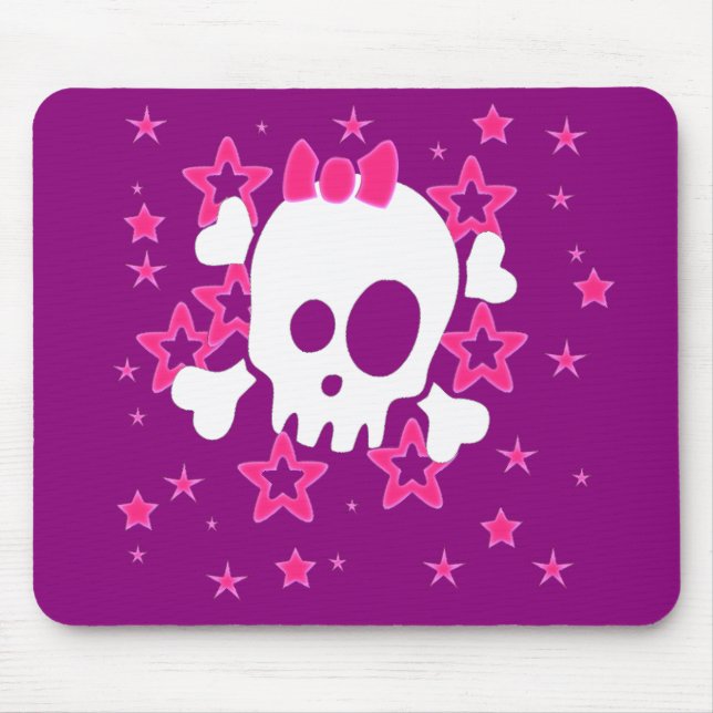 Alfombrilla De Ratón Girlie White Skull Personalizado de uva Mousepad c (Frente)