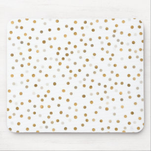 Alfombrilla De Ratón Girly Gold Dots Confetti White Design