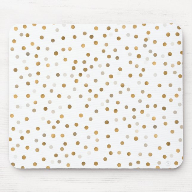 Alfombrilla De Ratón Girly Gold Dots Confetti White Design (Frente)