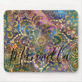 Alfombrilla De Ratón Girly Gold Mandala Galaxia Nombre personalizado Mo