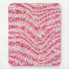 Alfombrilla De Ratón Girly Pink Blush Glitter Zebra Pattern            