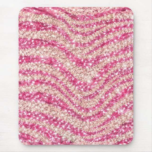 Alfombrilla De Ratón Girly Pink Blush Glitter Zebra Pattern             (Frente)