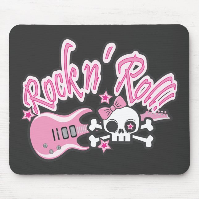 Alfombrilla De Ratón Girly Rock n' Roll Skull (Frente)
