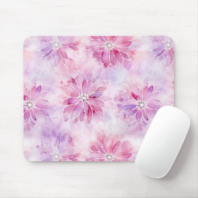 Alfombrilla De Ratón Girly Rubor Moda rosa Lavanda Floral (Con ratón)