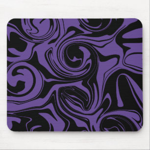 Alfombrilla De Ratón Giro de mármol retro morado y negro