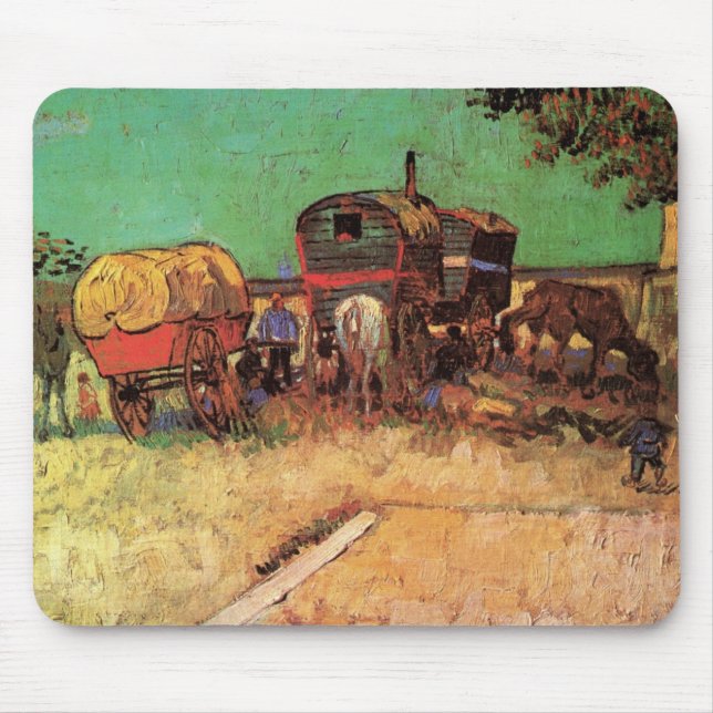 Alfombrilla De Ratón Gitanos con caravanas de Vincent van Gogh (Frente)