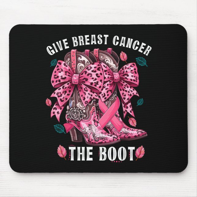 Alfombrilla De Ratón Give Breast Cancer The Boot Nk Cowgirl Western Tee (Frente)