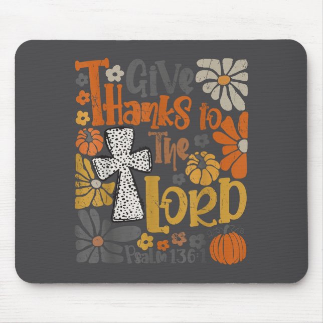 Alfombrilla De Ratón Give Thanks To The Lord Floral Boho Retro Thanksgi (Frente)