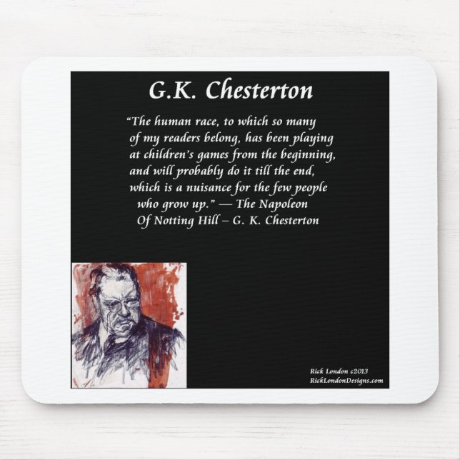 Alfombrilla De Ratón GK Chesterton & Línea de libro de apertura (Frente)