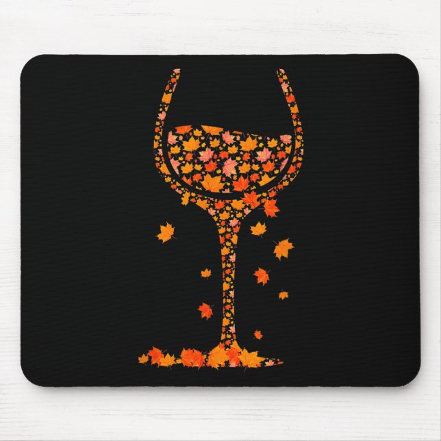 Alfombrilla De Ratón Gl De Vino Maple Leaf Otoño Cae Gracioso Beber Vin (Frente)