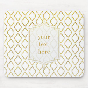 Alfombrilla De Ratón Glam árabe marroquí elegante dorado y blanco