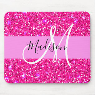 Alfombrilla De Ratón Glam Girona Purpurina Rosado Caliente Sparkles Nom