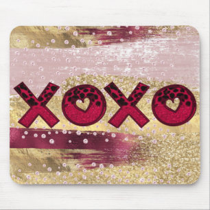 Alfombrilla De Ratón Glam Glitter Oro Rojo Luxe XOXO San Valentín