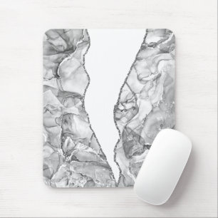 ALFOMBRILLA DE RATÓN GLAM PURPURINA AGUA DE MÁRMOL DE PLATA CLARA