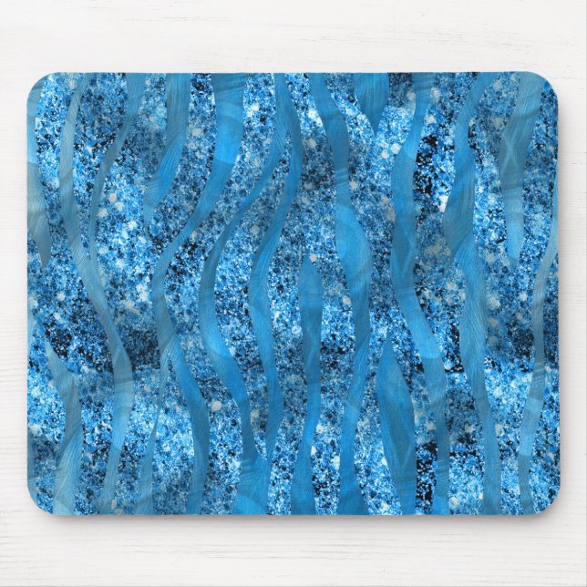 Alfombrilla De Ratón Glam Purpurina Blue Zebra Stripes Mousepad (Frente)