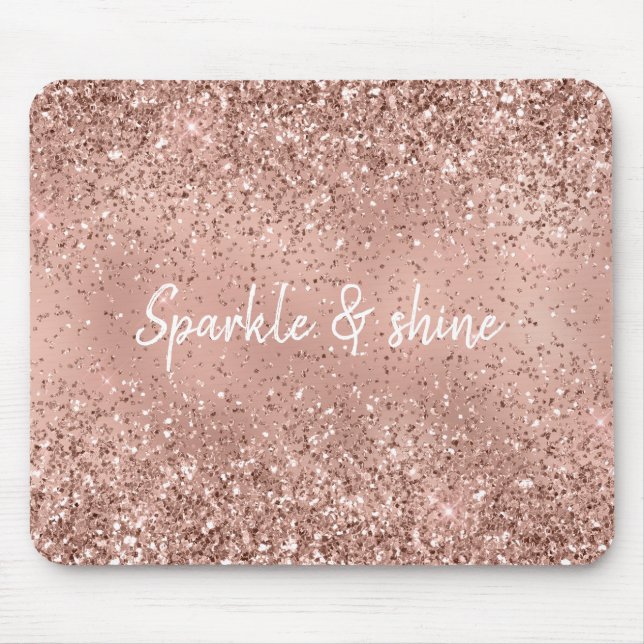 Alfombrilla De Ratón Glam Rosa Gold Purpurina (Frente)