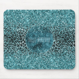 Alfombrilla De Ratón Glam Turquoise Verde azulado Leopardo azul Purpuri